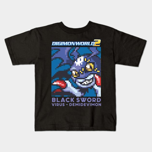 digimon world 2 black sword demidevimon Kids T-Shirt by DeeMON